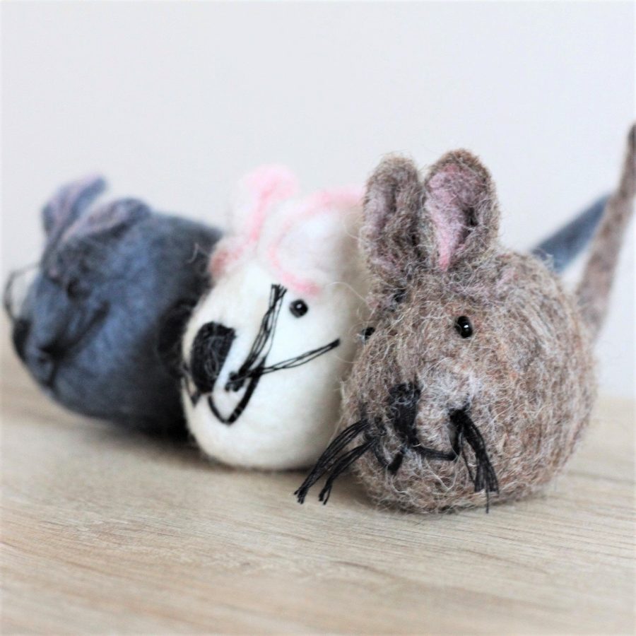Natural Wool Hand-felted Toy "Mice" - Queenie's Pawprints